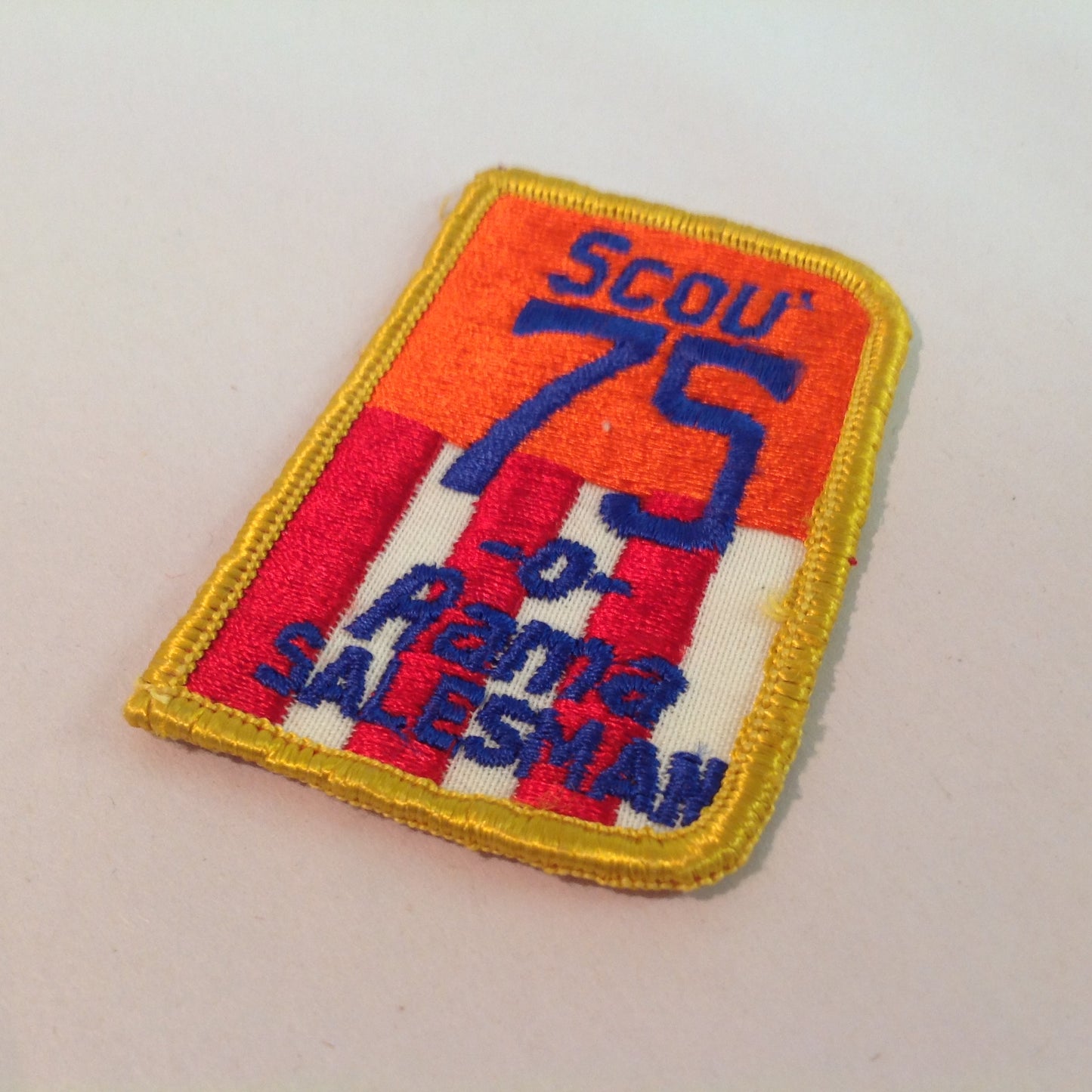 Vintage 1975 Boy Scouts of America BSA Patch Scout-0-Rama 75 Salesman Rectangle