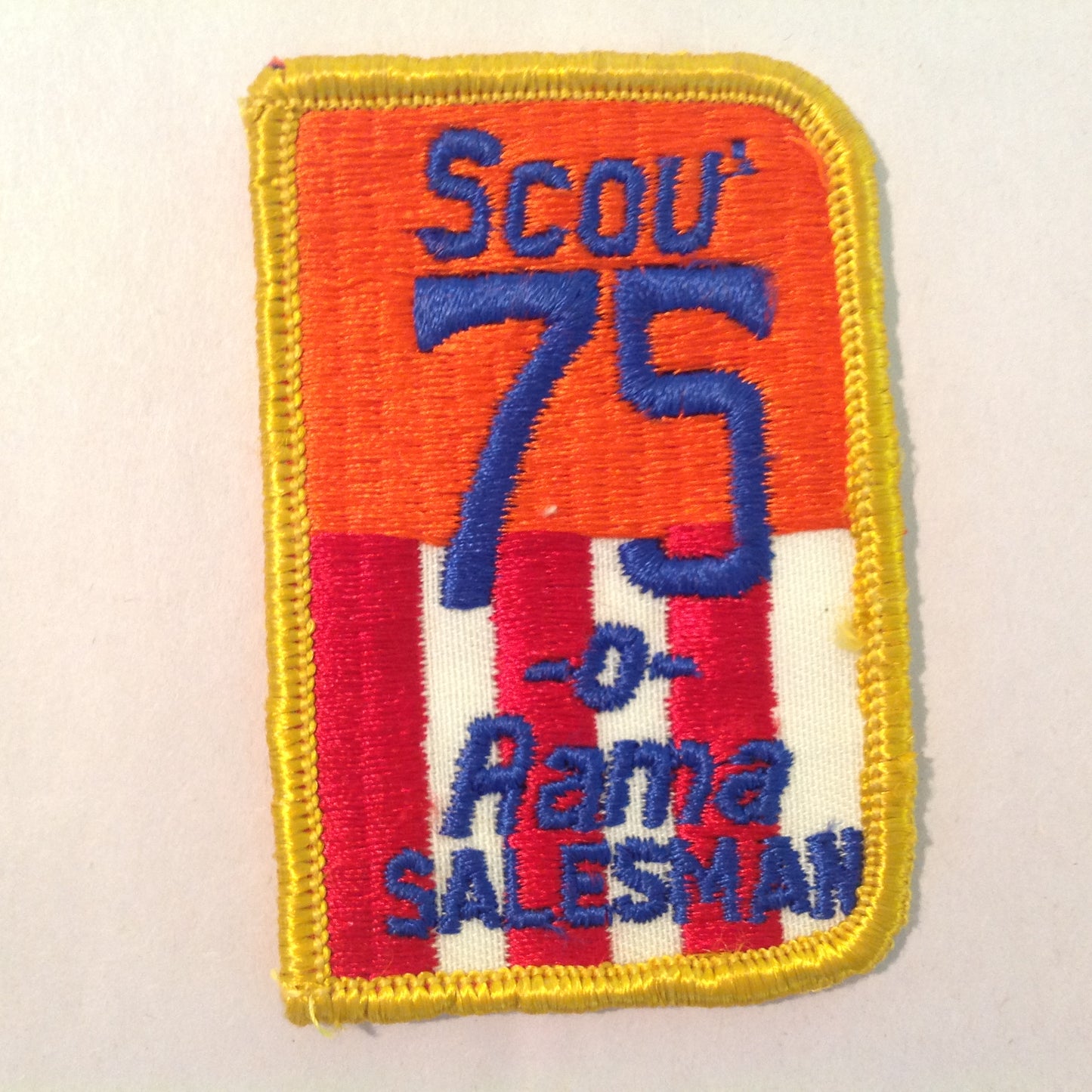Vintage 1975 Boy Scouts of America BSA Patch Scout-0-Rama 75 Salesman Rectangle
