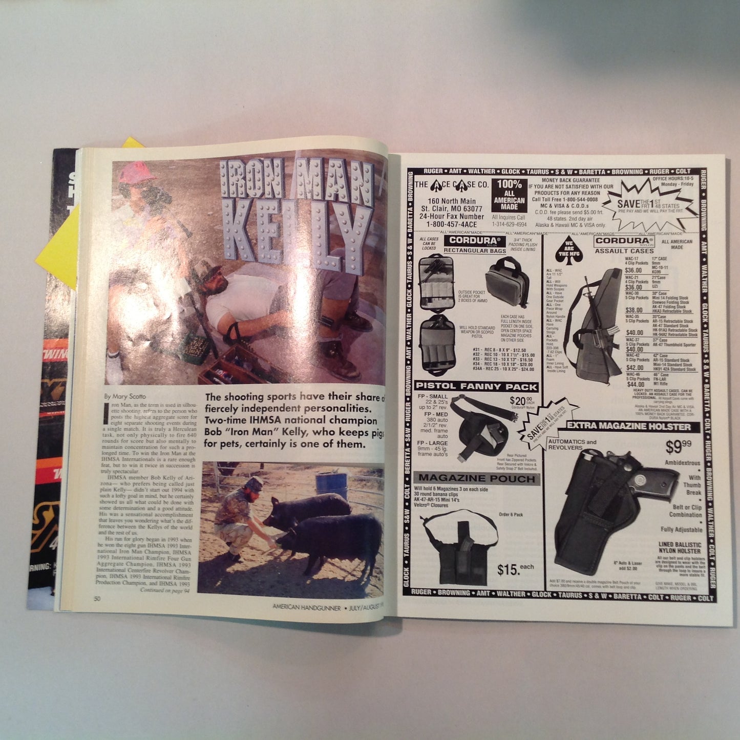 Vintage Jul/Aug 1995 American Handgunner Magazine Fat Mag .45 Sixguns With Class How to Test a Handgun Ruger P-94 9mm
