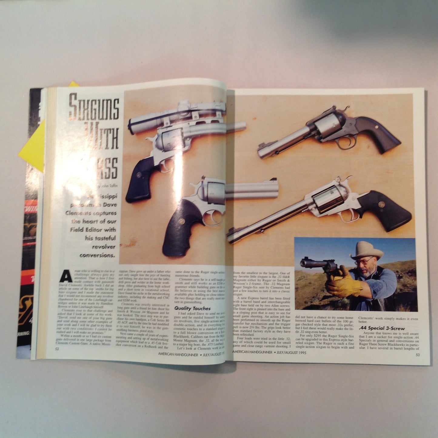 Vintage Jul/Aug 1995 American Handgunner Magazine Fat Mag .45 Sixguns With Class How to Test a Handgun Ruger P-94 9mm