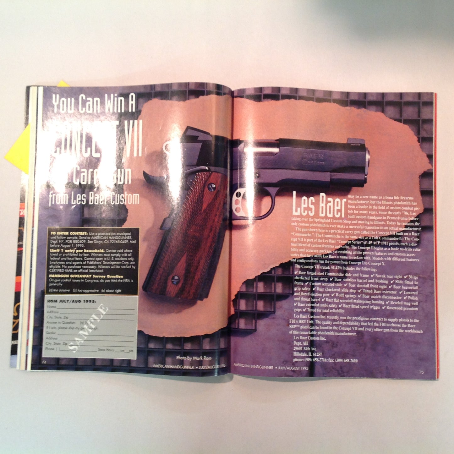 Vintage Jul/Aug 1995 American Handgunner Magazine Fat Mag .45 Sixguns With Class How to Test a Handgun Ruger P-94 9mm