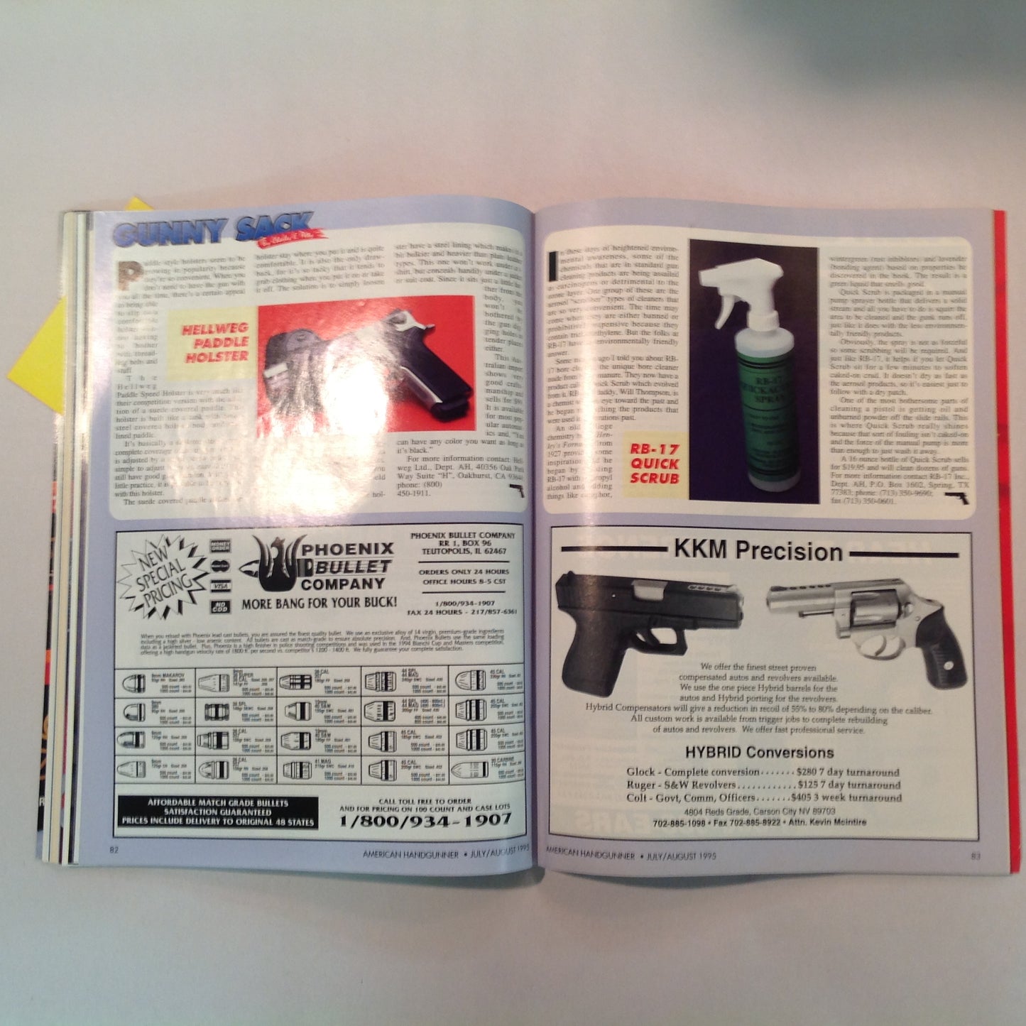 Vintage Jul/Aug 1995 American Handgunner Magazine Fat Mag .45 Sixguns With Class How to Test a Handgun Ruger P-94 9mm