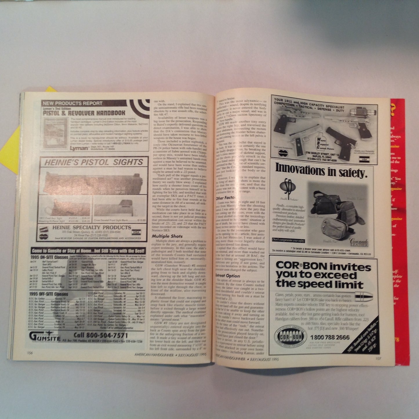 Vintage Jul/Aug 1995 American Handgunner Magazine Fat Mag .45 Sixguns With Class How to Test a Handgun Ruger P-94 9mm