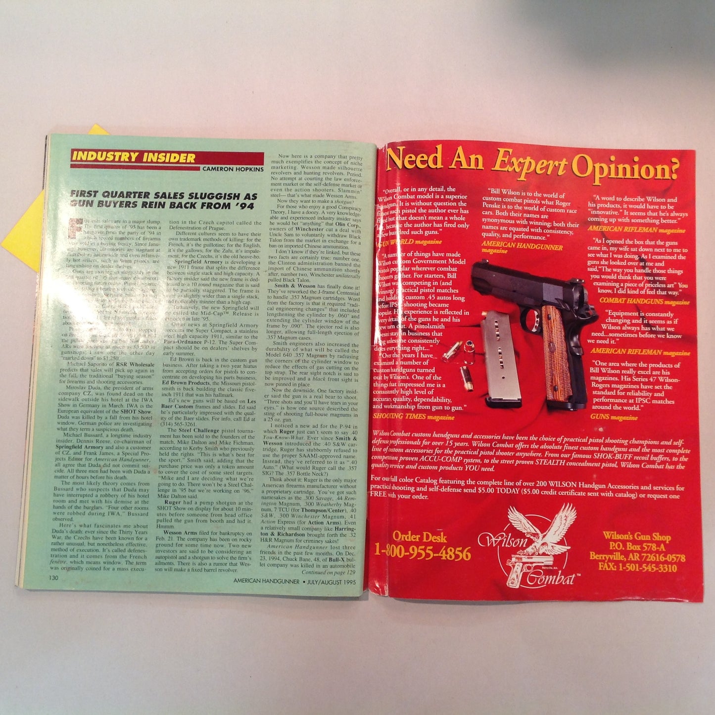 Vintage Jul/Aug 1995 American Handgunner Magazine Fat Mag .45 Sixguns With Class How to Test a Handgun Ruger P-94 9mm