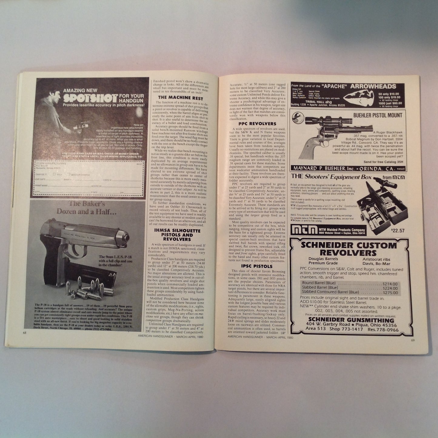 Vintage Mar/Apr 1980 The American Handgunner Magazine S&W M-29 Vs Ruger Super Blackhawk Custom Pistolsmith Directory New GI 9mm?