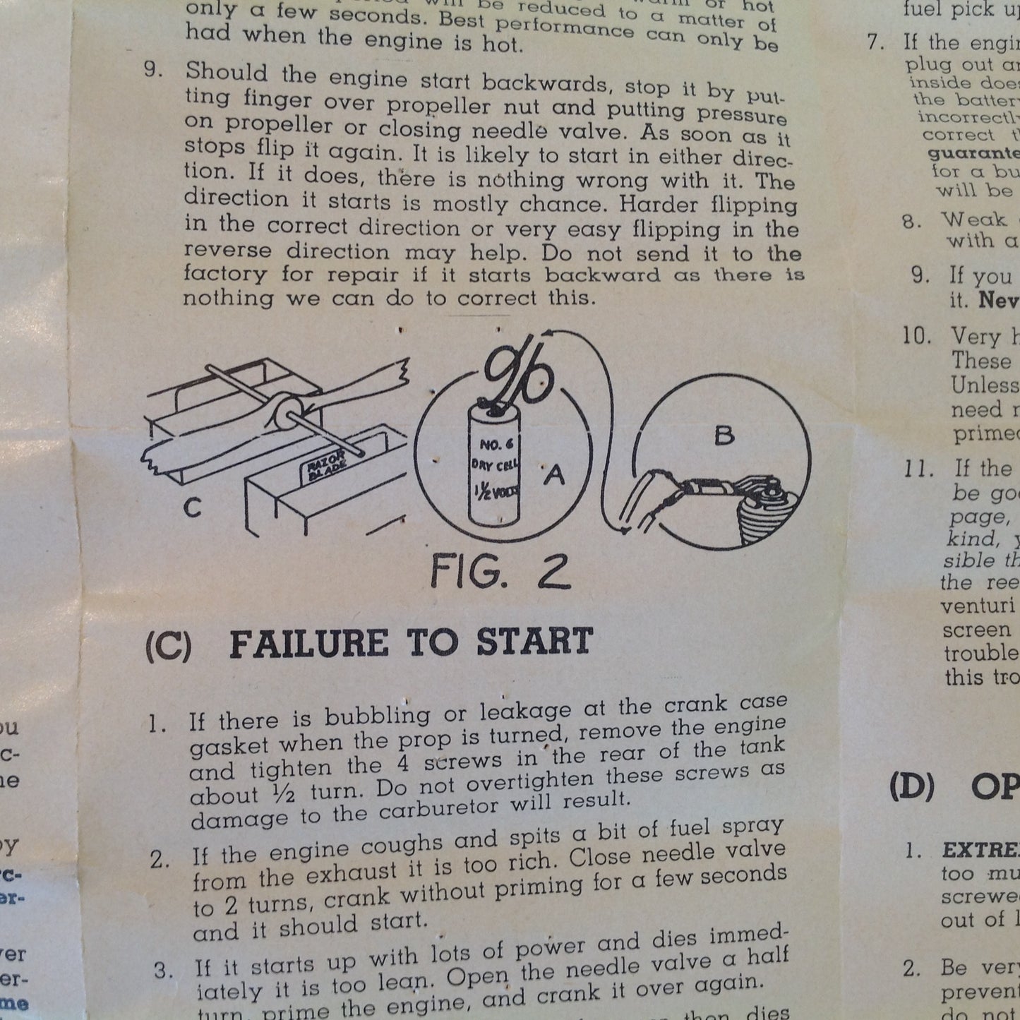 Vintage Care and Operation of Your Thimble-Drome RR-1 Engine Instructions Guide