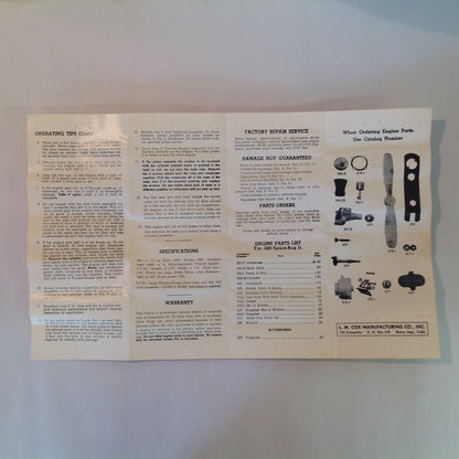Vintage Care and Operation of Your Thimble-Drome RR-1 Engine Instructions Guide