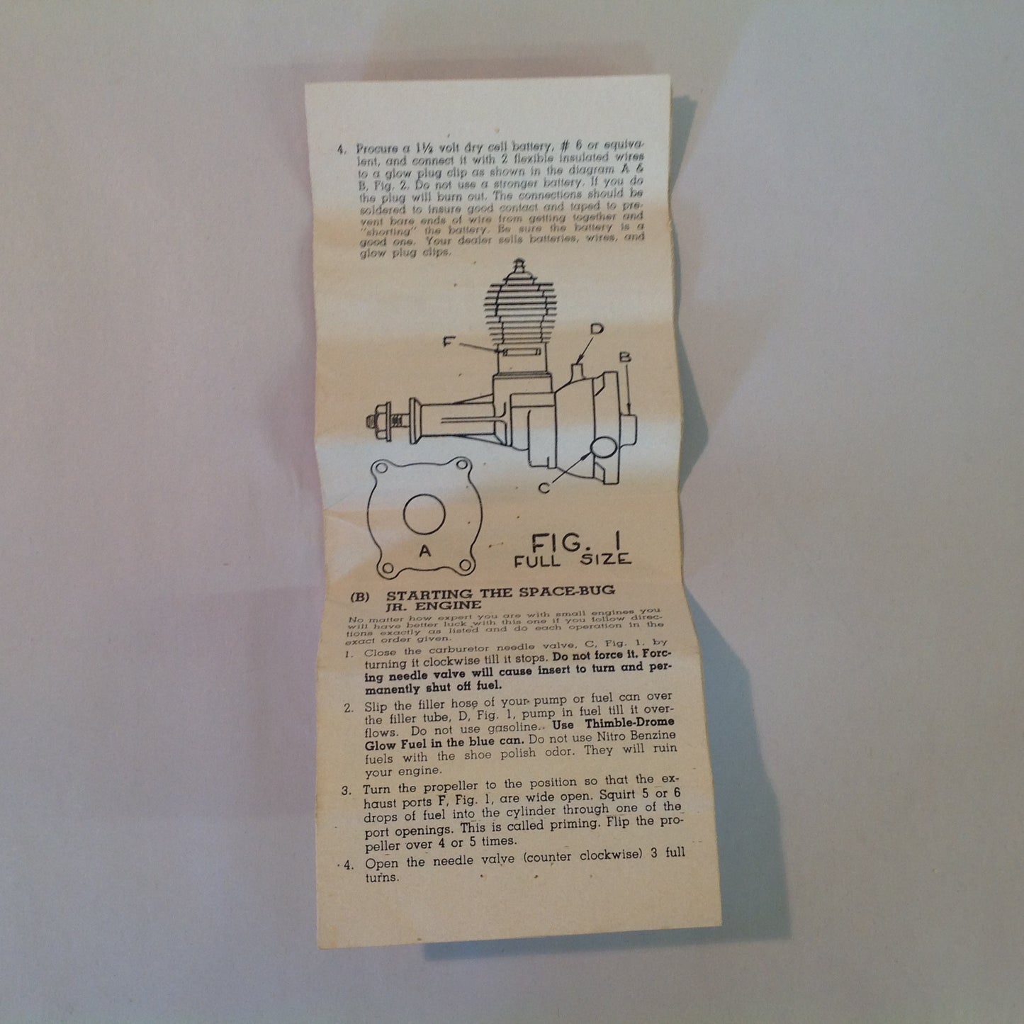 Vintage Care and Operation of Your Thimble-Drome RR-1 Engine Instructions Guide