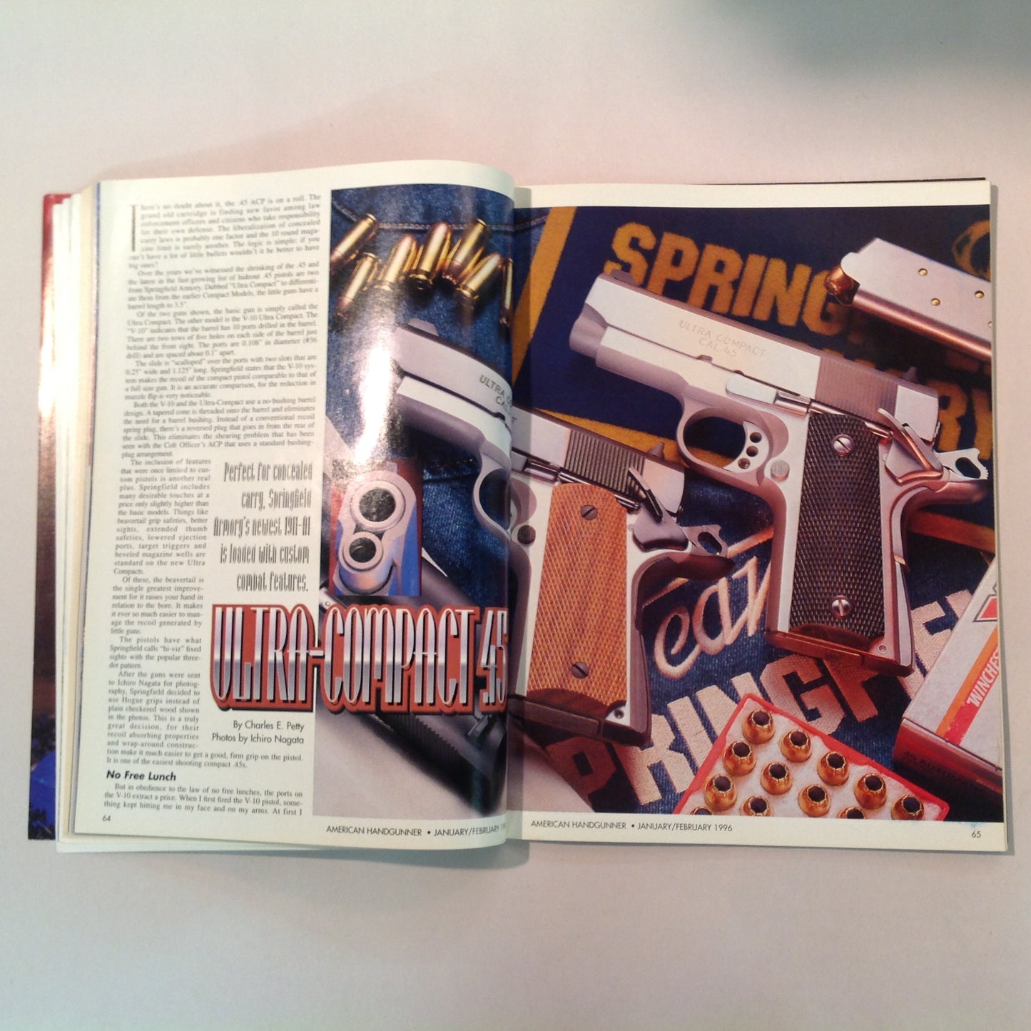 Vintage Jan/Feb 1996 American Handgunner Magazine Street Survival Ultra Compact .45 Club 10 Die Yuppie Scum!