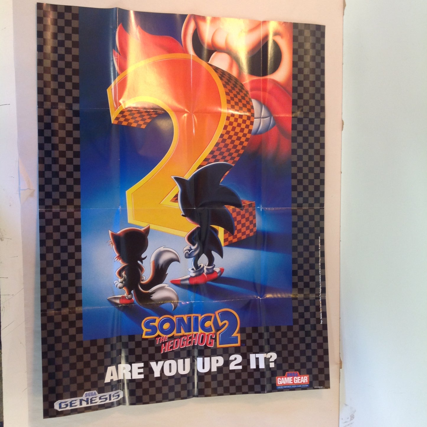 Vintage 1992 Sega Genesis Full Color Brochure Foldout Poster Batman Returns Sonic the Hedgehog 2