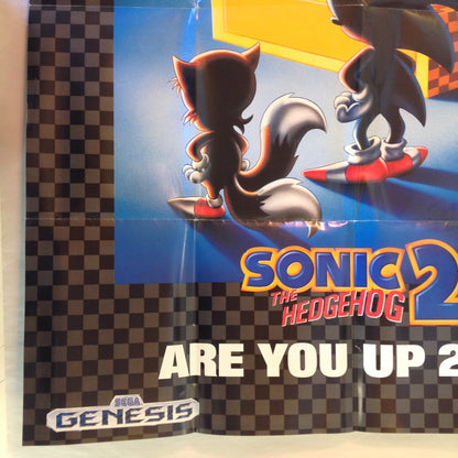 Vintage 1992 Sega Genesis Full Color Brochure Foldout Poster Batman Returns Sonic the Hedgehog 2