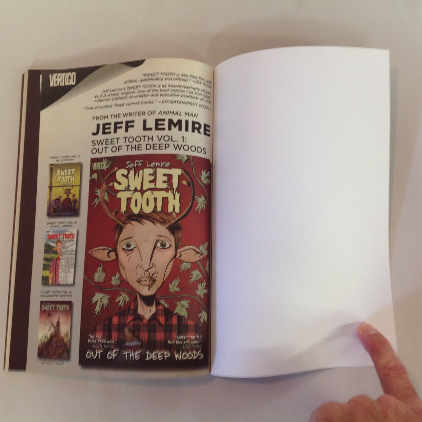 2010 DC Comics/Vertigo Sweet Tooth 1: Out of the Deep Woods Jeff Lemire