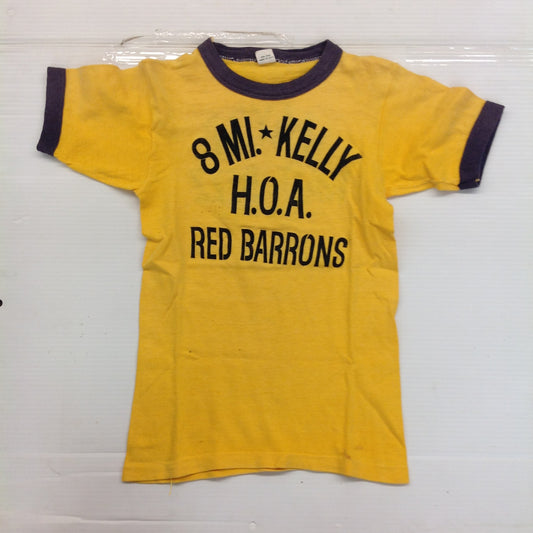 Vintage 1970's Child's Ringer Single Stitch Hem M 28-30 T-Shirt 8 Mile Kelly HOA Red Barrons Mayor Walt Bezz