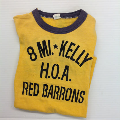Vintage 1970's Child's Ringer Single Stitch Hem M 28-30 T-Shirt 8 Mile Kelly HOA Red Barrons Mayor Walt Bezz
