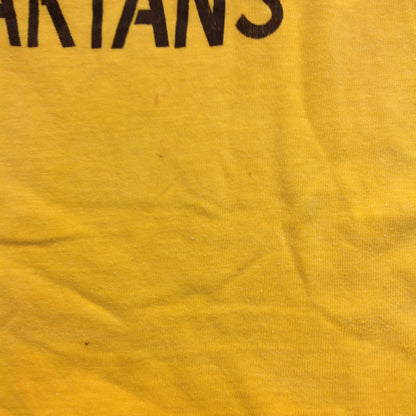 Vintage 1970's Child's Ringer Single Stitch Hem Medium T-Shirt Mayor Walter Bezz Spartans