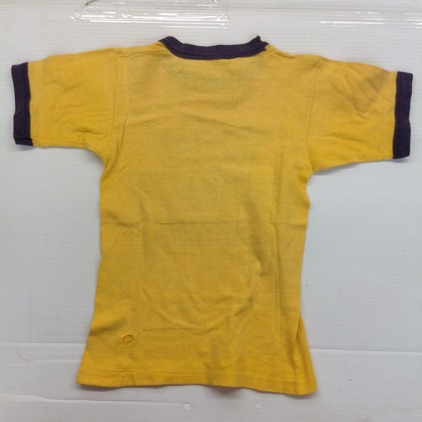 Vintage 1970's Child's Ringer Single Stitch Hem Medium T-Shirt Mayor Walter Bezz Spartans