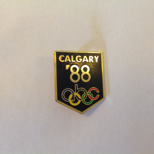 Vintage ABC Calgary 1988 XV Olympic Winter Games 88 Black Shield Promotional Pin