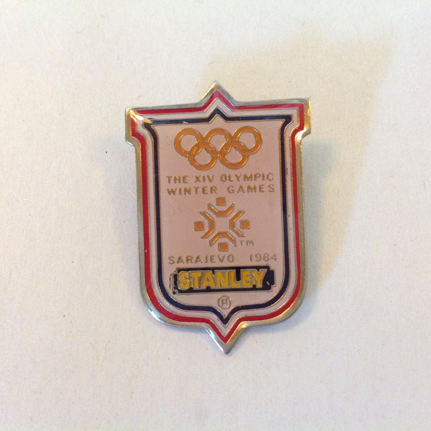 Vintage Stanley XIV Olympic Winter Games Sarajevo 1984 Promotional Pin Brooch