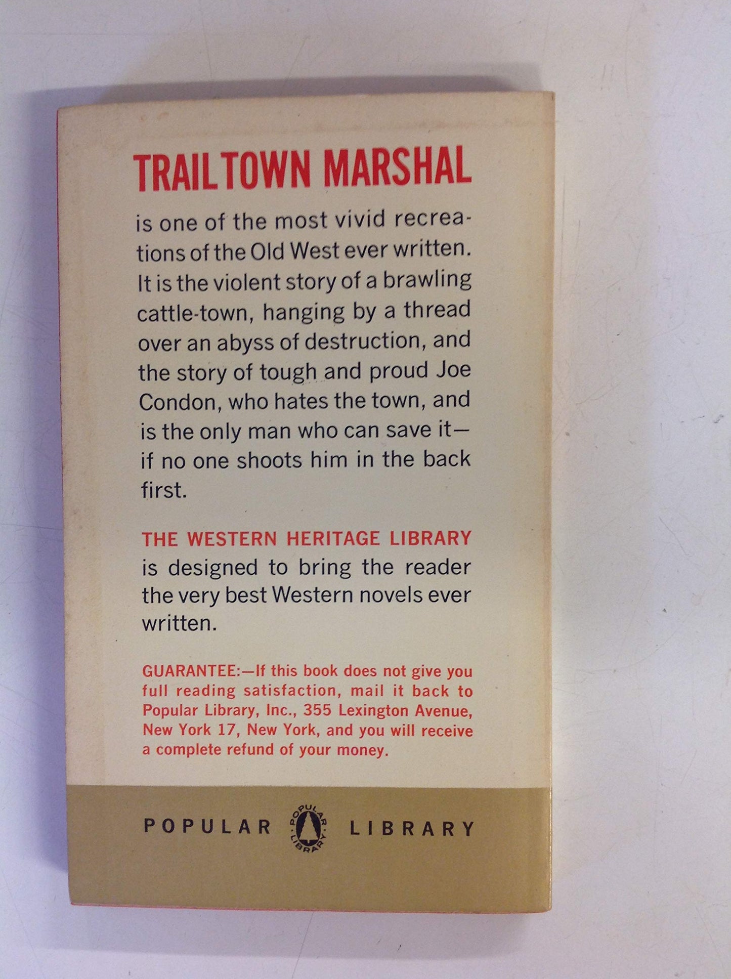 Vintage 1964 Mass Market Paperback Trail Town Marshal Todhunter Ballard Western Heritage Library First Printing