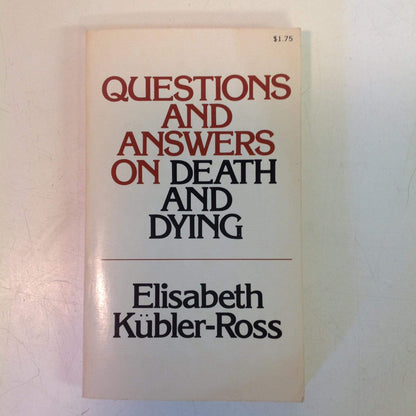 Vintage 1977 Mass Market Paperback Questions On Death and Dying Elizabeth Kubler-Ross