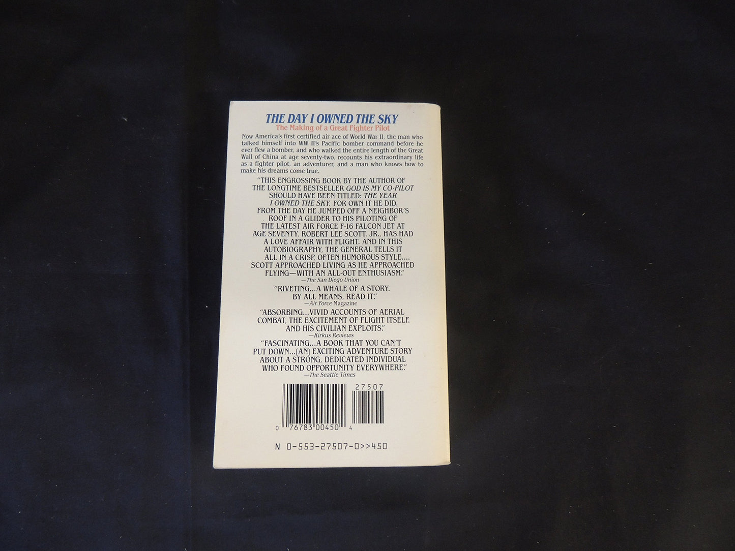 Vintage 1989 Mass Market Paperback The Day I Owned the Sky Robert Lee Scott Jr