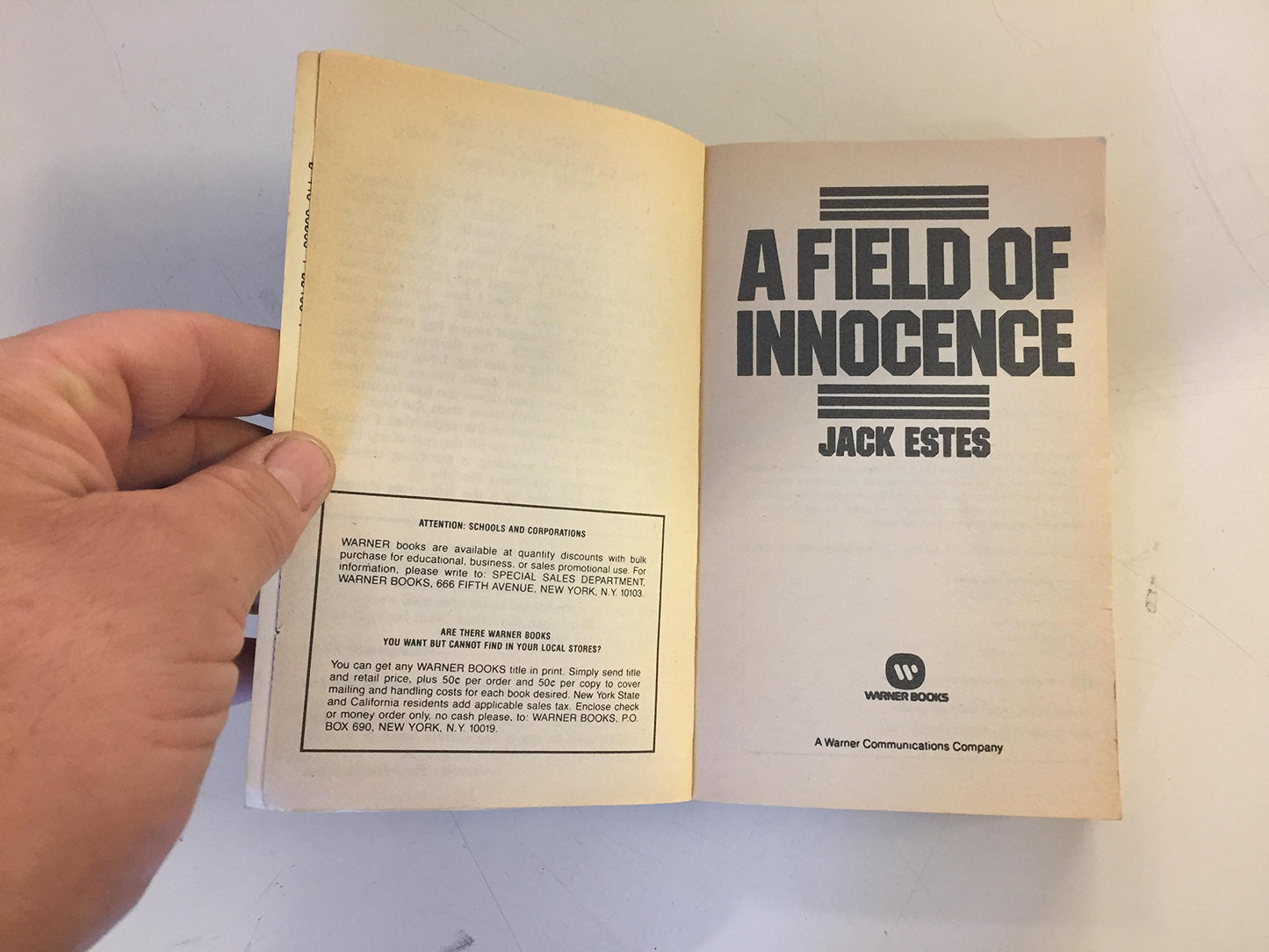 Vintage 1990 Mass Market Paperback A Field of Innocence Jack Estes First Edition