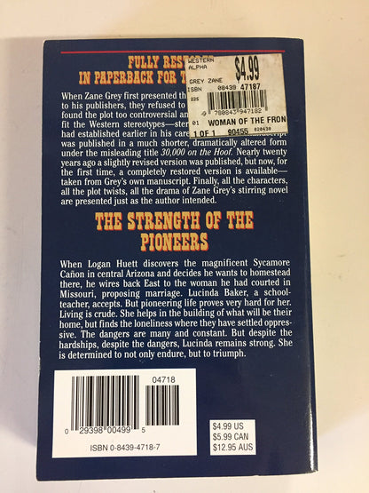 Vintage 2000 Mass Market Paperback Woman of the Frontier Zane Grey Leisure Books First Edition