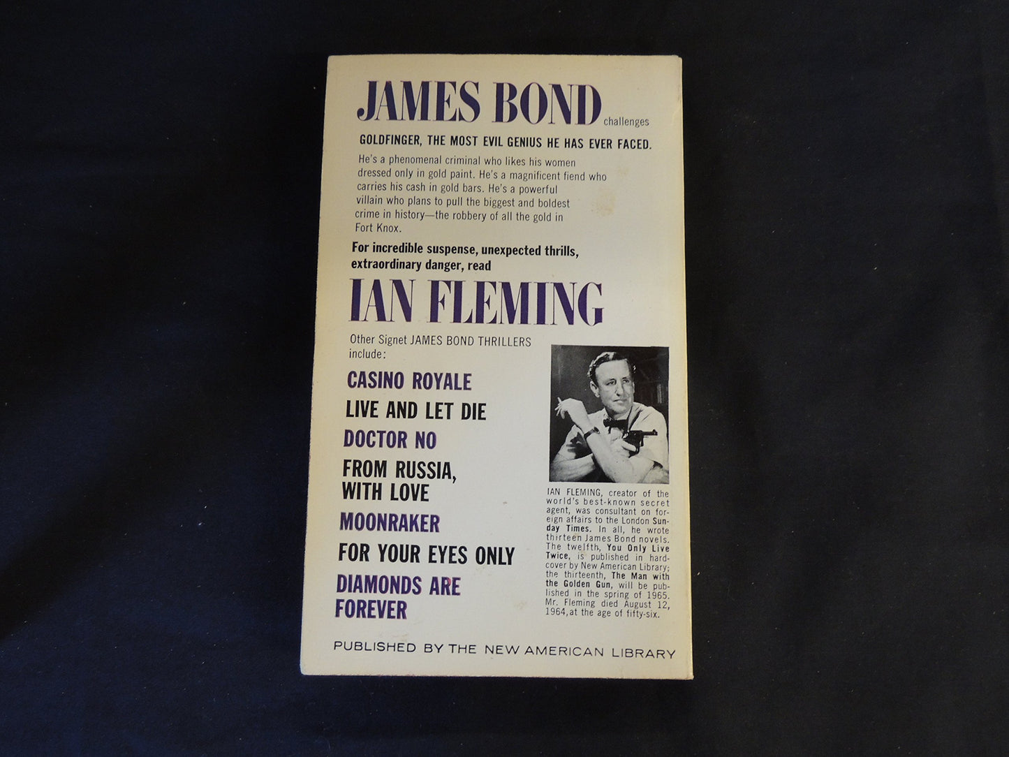 Vintage 1964 Mass Market Paperback Goldfinger Ian Fleming James Bond Thriller