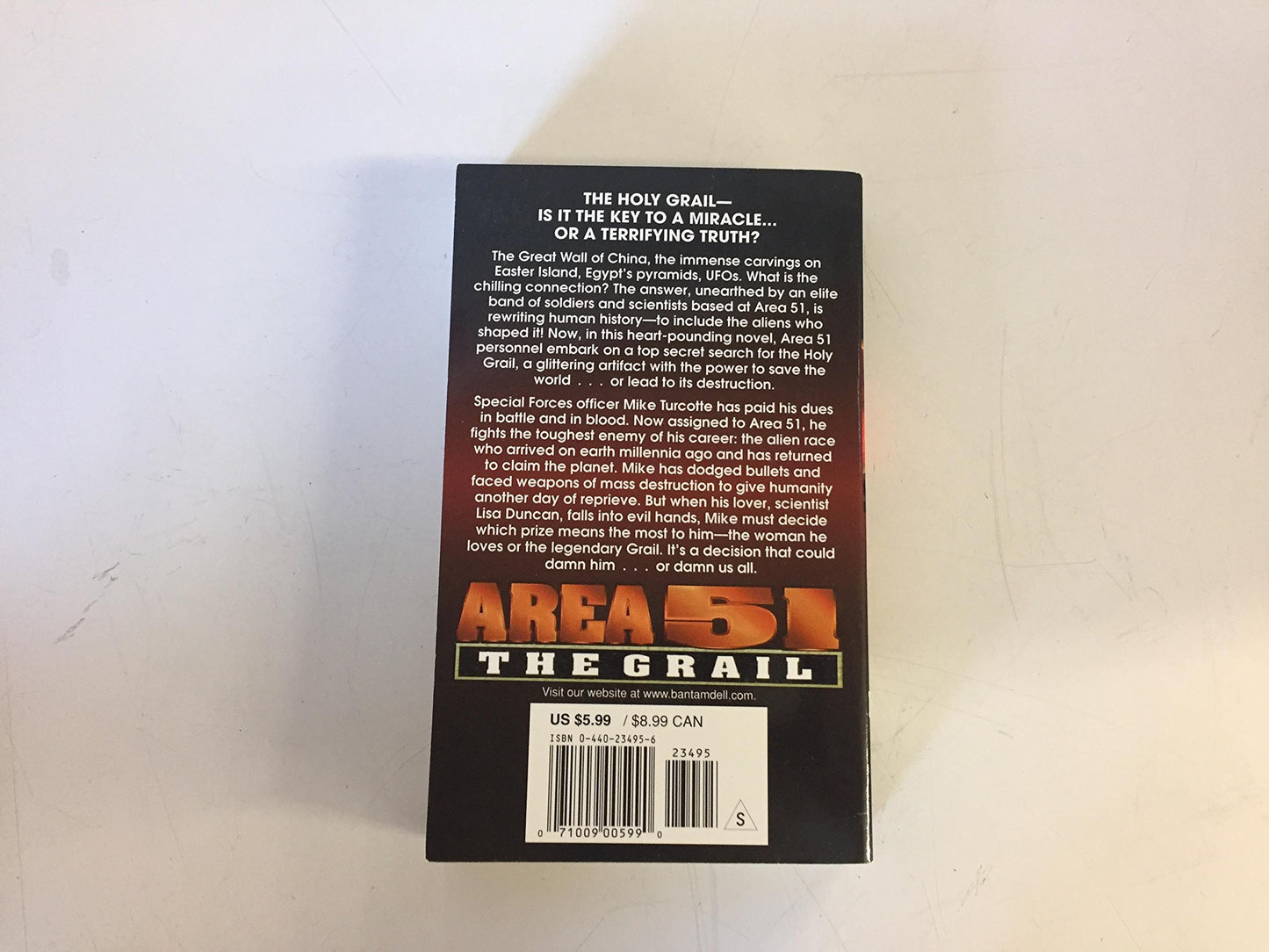 Vintage 2001 Mass Market Paperback Area 51: The Grail Robert Doherty Dell Books First Edition