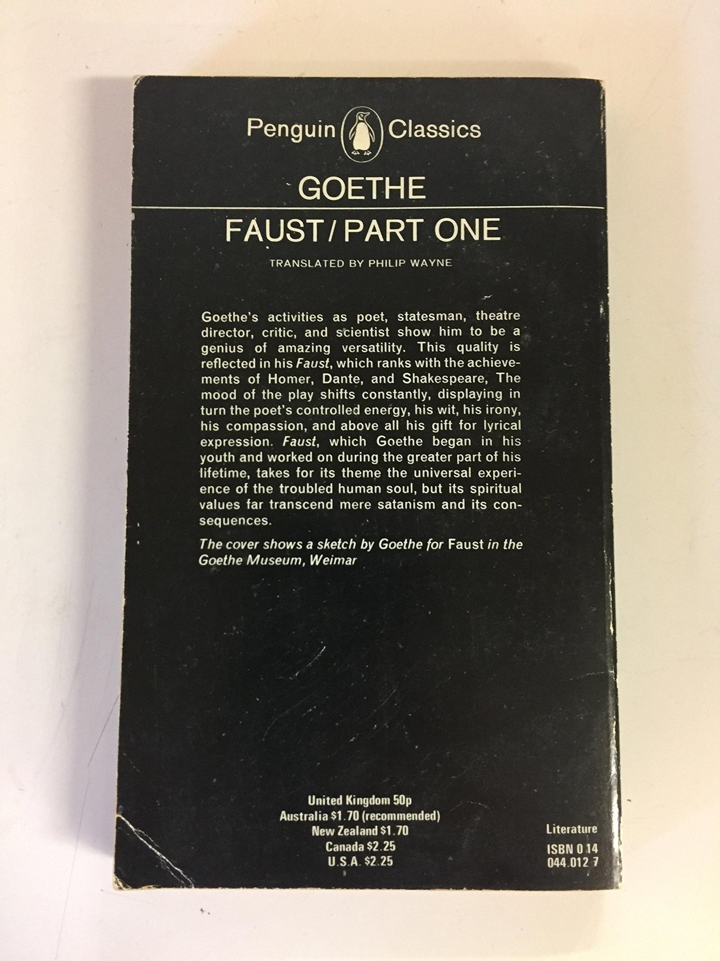 Vintage 1975 Mass Market Paperback Penguin Classics: Faust Part One Goethe