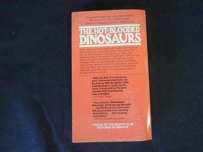 Vintage 1977 Mass Market Paperback The Hot-Blooded Dinosaurs: A Revolution in Paleontology Adrian J. Desmond Warner Books First Printing