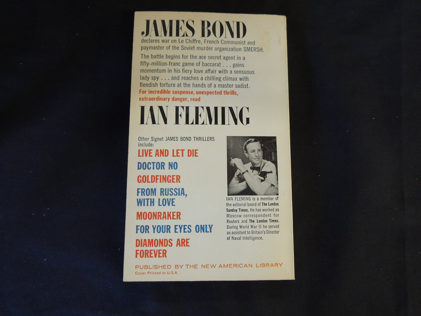 Vintage 1964 Mass Market Paperback Casino Royale Ian Fleming James Bond Thriller