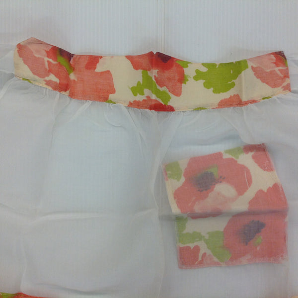 Vintage 1960's White Organza Apron with Oversize Floral Pattern
