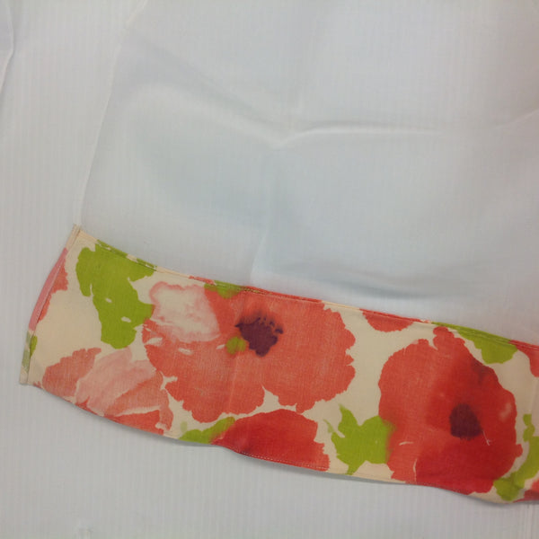 Vintage 1960's White Organza Apron with Oversize Floral Pattern