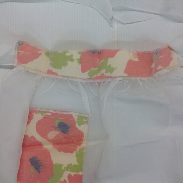 Vintage 1960's White Organza Apron with Oversize Floral Pattern