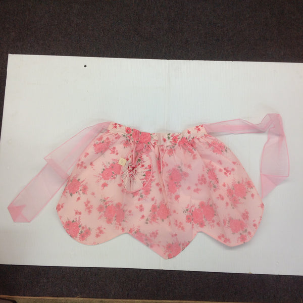 Vintage 1960's Except Decorations Pink Organza Apron with Pink Puff and Daisy Pattern