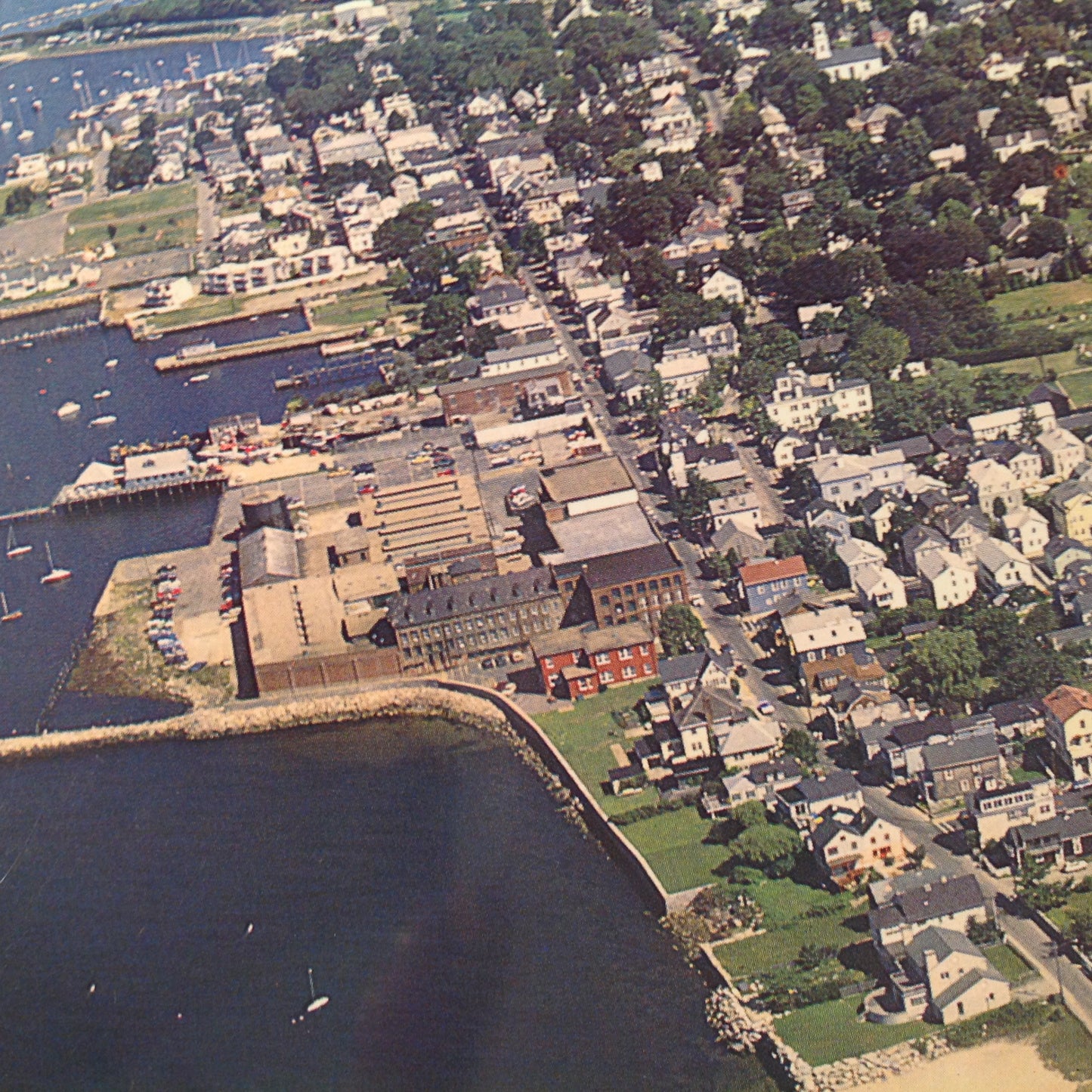 Vintage Book & Tackle Shop Color Postcard Aerial View Stonington and Vicinity Connecticut