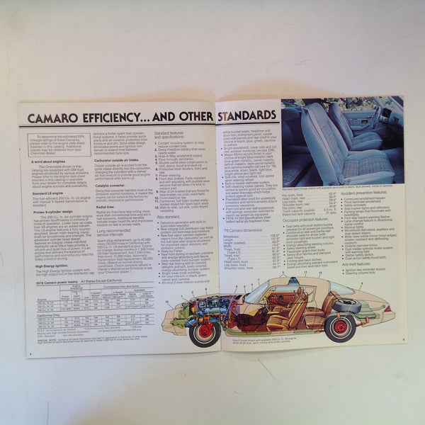 Vintage 1977 Chevrolet 1978 Camaro Informational Sales Brochure Rally LT Coupe Z