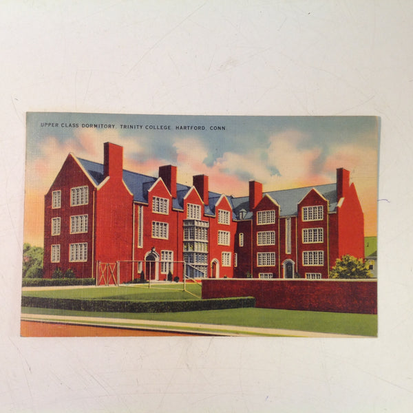 Vintage 1945 Capitol Novelty Co Color Colourpicture Postcard Upper Class Dormitory Exterior Trinity College Hartford Connecticut