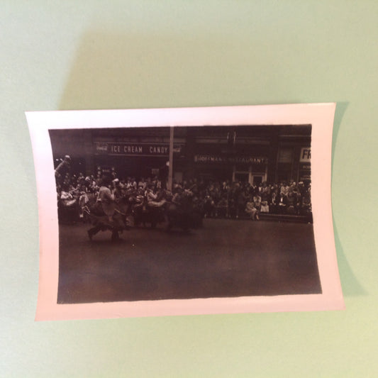 Vintage Mid Century B&W Photo Holland Michigan Tulip Festival Ride "Em Cowboys