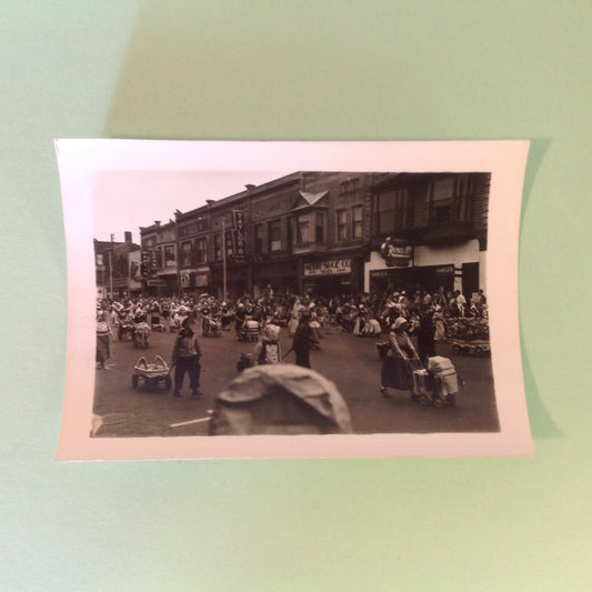 Vintage Mid Century B&W Photo Holland Michigan Tulip Festival Parade of Strollers