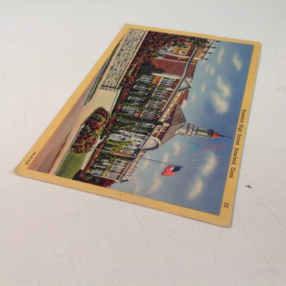 Vintage 1944 Reuben Publishing Co Curteich Art-Colortone Color Postcard Exterior Stamford High School Stamford Connecticut