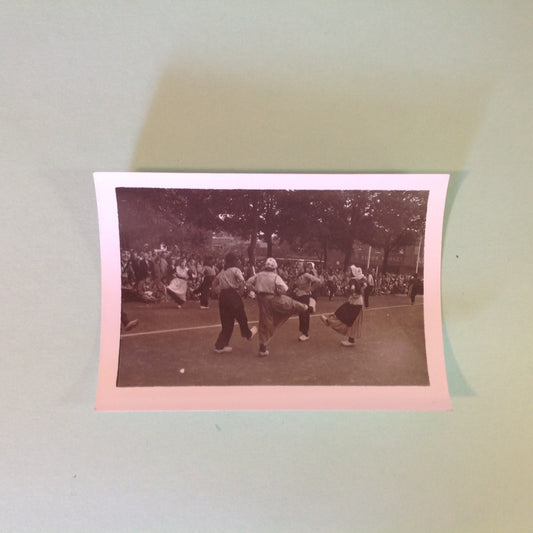 Vintage Mid Century B&W Photo Holland Michigan Tulip Festival Paraders Clog Dancing in the Street