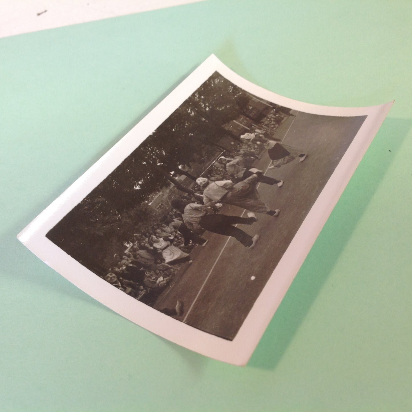 Vintage Mid Century B&W Photo Holland Michigan Tulip Festival Paraders Clog Dancing in the Street