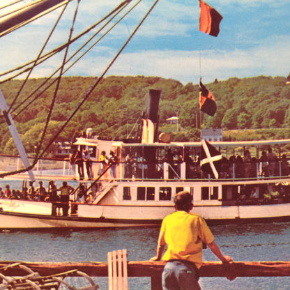 Vintage Dexter Supreme Scalloped Edge Souvenir Postcard The Steamboat Sabino Mystic River at Mystic Connecticut