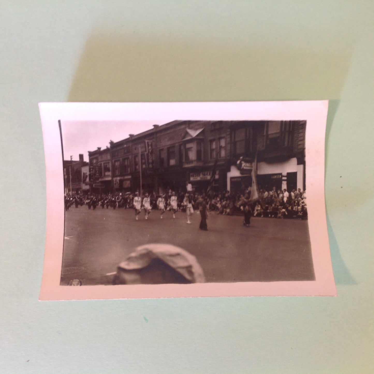 Vintage Mid Century B&W Photo Holland Michigan Tulip Festival Marching Band Led by Baton Twirlers