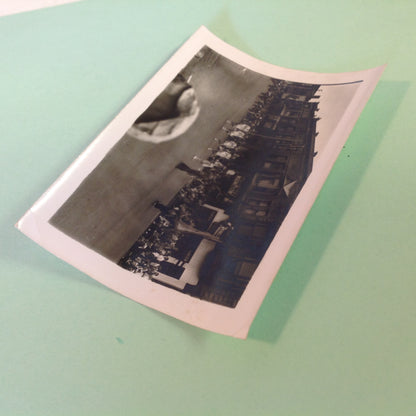 Vintage Mid Century B&W Photo Holland Michigan Tulip Festival Marching Band Led by Baton Twirlers