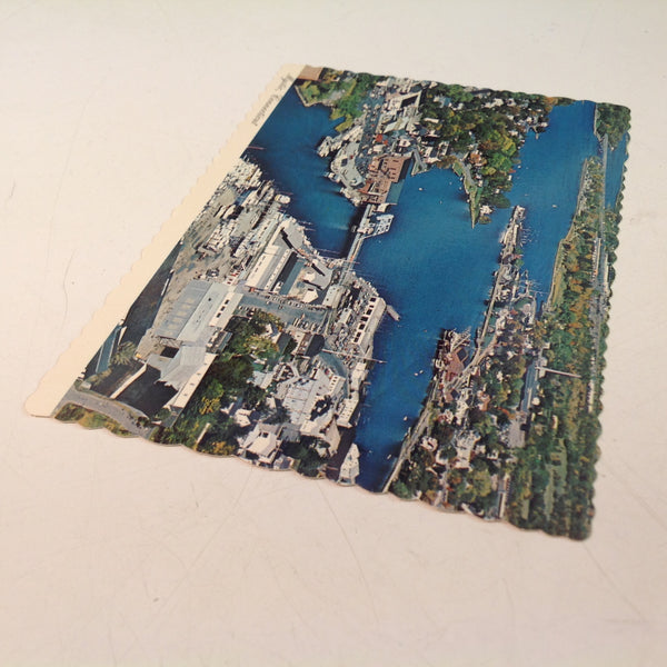 Vintage Deter Sovereign Book & Tackle Shop Souvenir Scalloped Edge Color Postcard Aerial View Mystic Connecticut