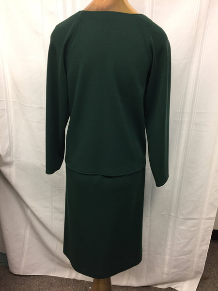 Vintage 1980's Miss D By Oscar de la Renta 2 Pc Deep Green Skirt & Long Sleeve Blouse