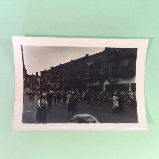 Vintage Mid Century B&W Photo Holland Michigan Tulip Festival Traditional Costume Paraders Gone Fishing